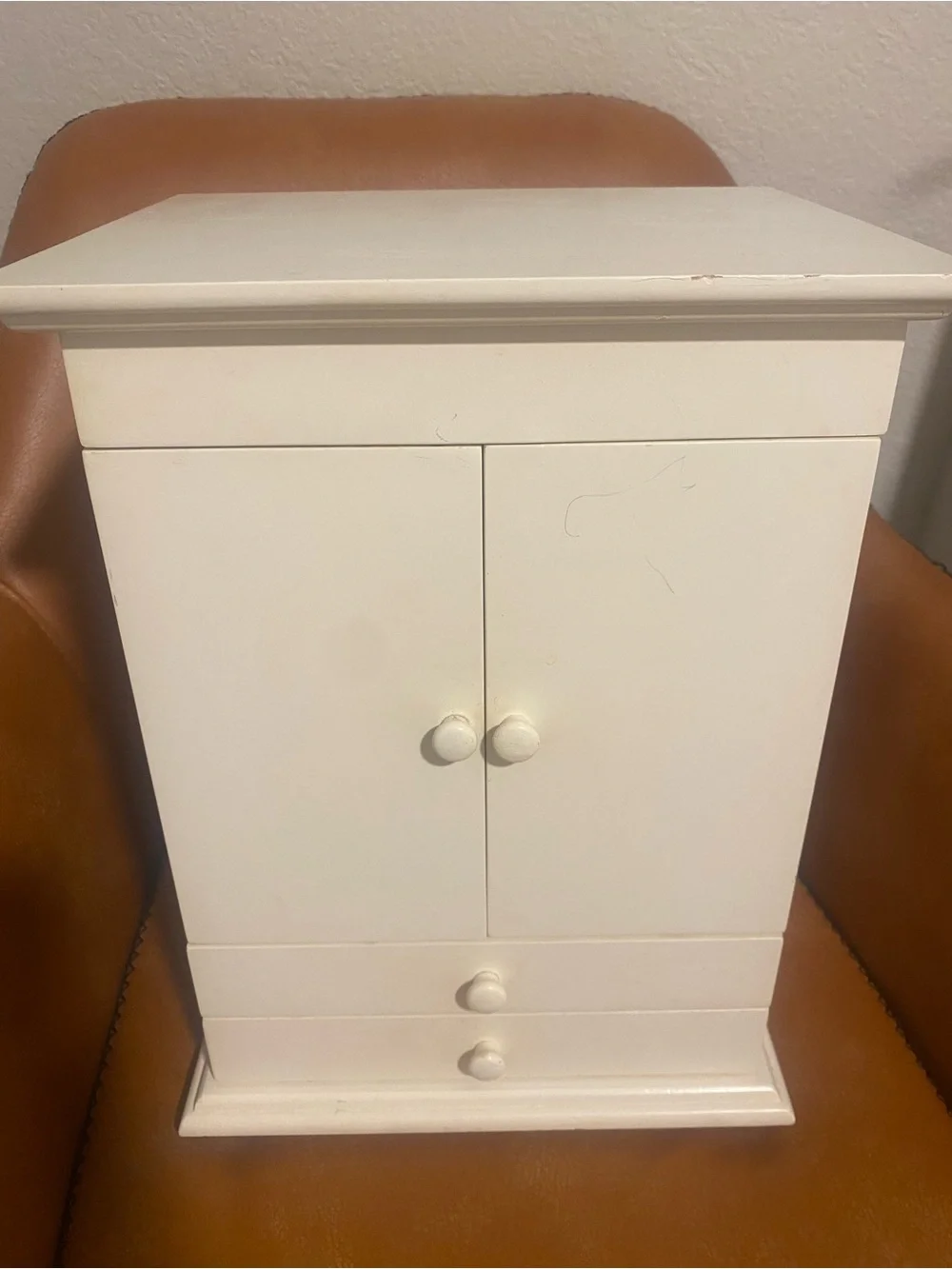 White Wooden Jewelry Cabinet with Doors and Drawers